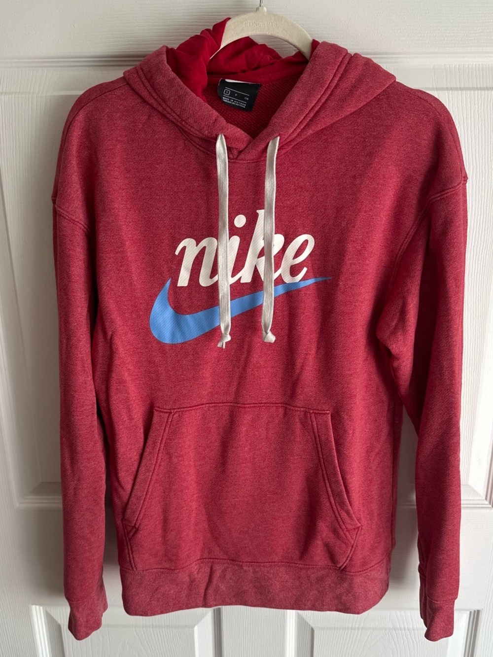Nike Red Hoodie with White Drawstrings